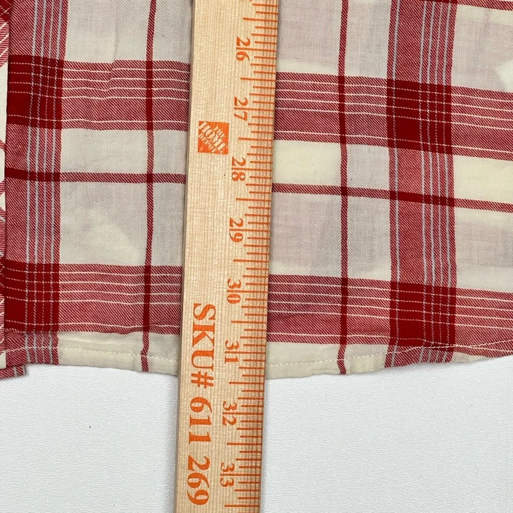 The North Face Mens 2XL Red Plaid Short Sleeve Button Down Shirt 100% Cotton
